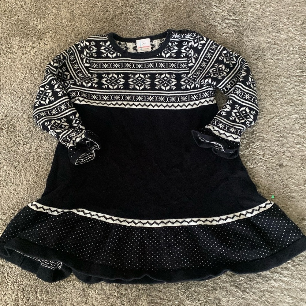Hanna Andersson holiday black and white dress size 90 2T